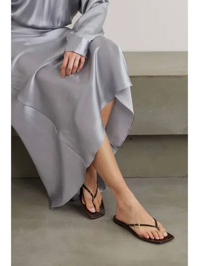 Gianvito Rossi Square Toe Patent Leather Slides In Black