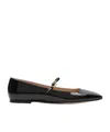 Gianvito Rossi Elegant Calf Leather Ballerina Flats With Chic Strap Detail In Black