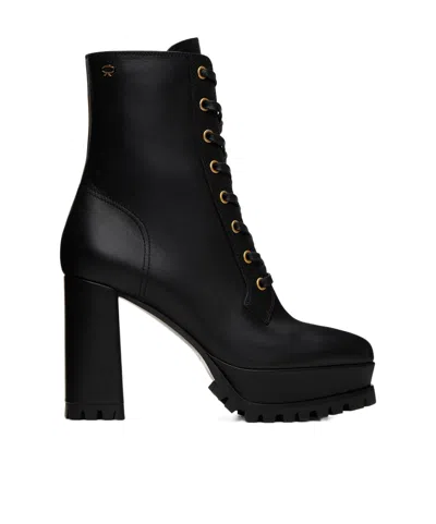 Gianvito Rossi Square-toed Strap-up Short Boots In Black