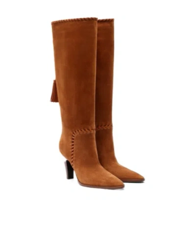 Gianvito Rossi Zaira Leather-trimmed Suede Knee-high Boots In Brown