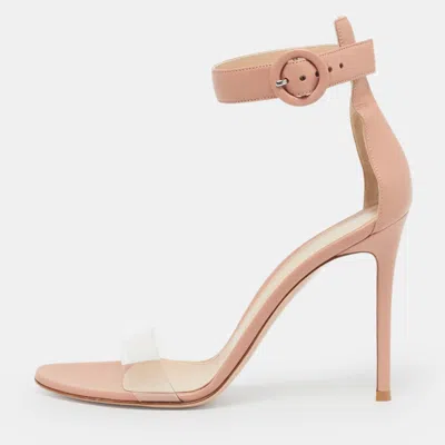 Pre-owned Gianvito Rossi Stella Size 39.5 Pink Leather And Pvc Ankle Strap Sandals