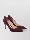 Gianvito Rossi Stiletto Heel Suede Pumps Pointed Toe In Burgundy