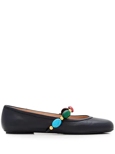 Gianvito Rossi Stone-embellishment Ballet Flats In Multi