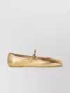 Gianvito Rossi Strap Buckle Metallic Round Toe Flats