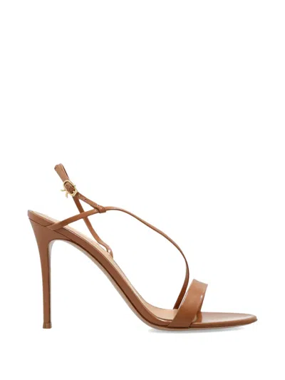Gianvito Rossi Crepe Satin Stretch T. 095 Sandals In Brown