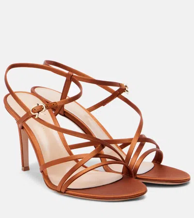 Gianvito Rossi Strappy 85 Satin Sandals In Orange