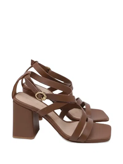 Pre-owned Gianvito Rossi Strappy Block-heel Leather Sandals In Brown