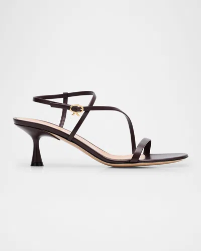 Gianvito Rossi Strappy Leather Ankle-strap Sandals In Bourgogne