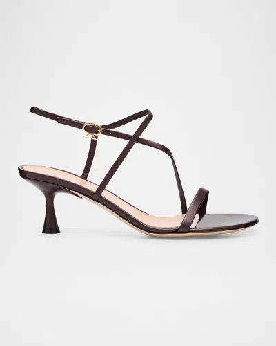 Gianvito Rossi Strappy Leather Ankle-strap Sandals In Bourgogne