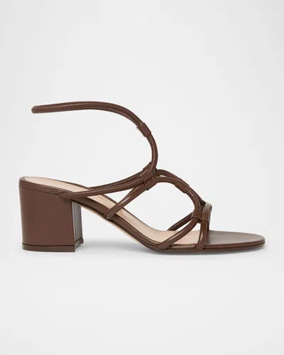 GIANVITO ROSSI STRAPPY LEATHER BLOCK-HEEL SANDALS