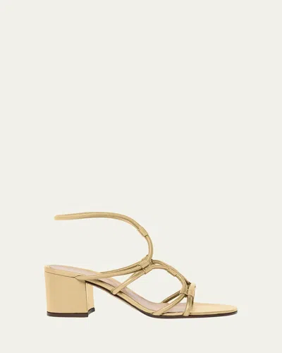 Gianvito Rossi Strappy Metallic Block-heel Sandals In Mekong