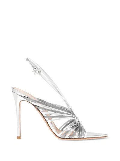 Gianvito Rossi Strappy Pointed-toe Sandals In Silver