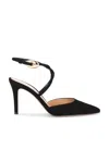 Gianvito Rossi Buckle Detail Strappy Suede Stiletto Pumps In Black