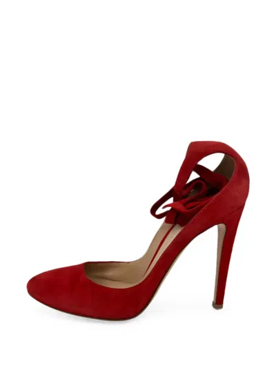 Pre-owned Gianvito Rossi Strappy Round-toe Pumps In Red