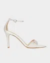 Gianvito Rossi 85mm Crystal-embellished Ankle-strap Sandals In Metallic