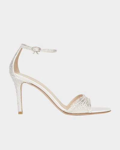 GIANVITO ROSSI STRASS ORGANZA ANKLE-STRAP COCKTAIL SANDALS