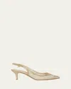 Gianvito Rossi Strass Organza Kitten-heel Slingback Pumps