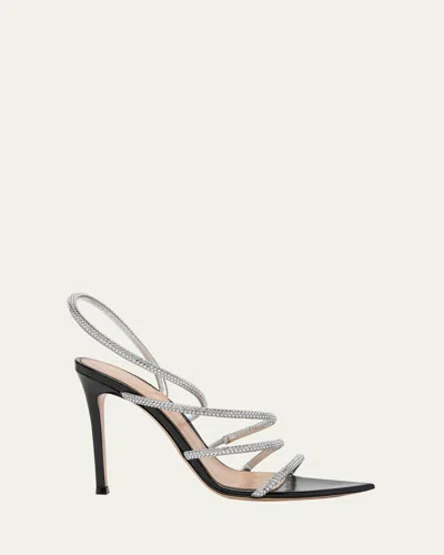 GIANVITO ROSSI STRASS PATENT STRAPPY COCKTAIL SANDALS