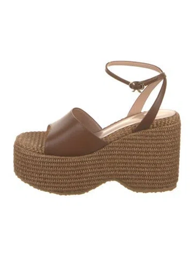 Pre-owned Gianvito Rossi Straw Espadrilles In Brown