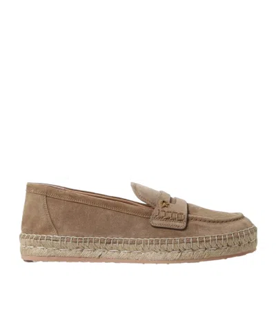 Gianvito Rossi Straw Loafer Shoes In Brown