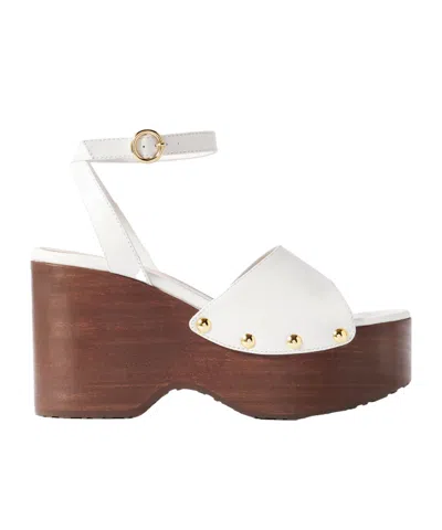 Gianvito Rossi Studded Leather Platform Sandals In White