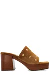 Gianvito Rossi Grommet-embellished Suede Platform Sandals In Brown