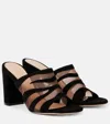 Shop Gianvito Rossi Suede And Mesh Mules In Black