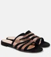 Gianvito Rossi Suede And Mesh Slides In Braun