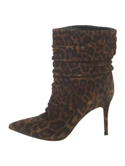 Pre-owned Gianvito Rossi Suede Animal Print Boots In Neutral