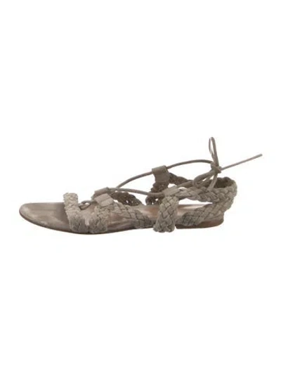 Pre-owned Gianvito Rossi Suede Animal Print Gladiator Sandals In Multi