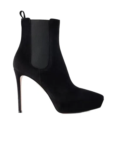 Gianvito Rossi Suede Ankle Boots In Black