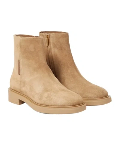 Gianvito Rossi Suede Ankle Boots In Brown