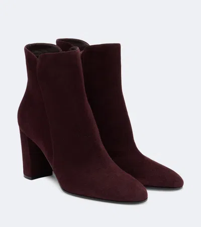 Gianvito Rossi Suede Ankle Boots In Burgundy