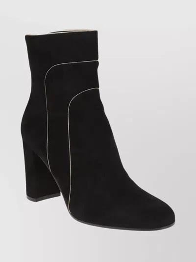 Gianvito Rossi Suede Ankle Boots Metallic Trim In Black