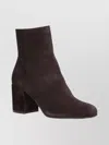 Gianvito Rossi Block Heel Ankle Boots With Suede Finish In Brown