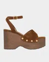 Gianvito Rossi 110 Suede Platform Wedge Sandals In Gold