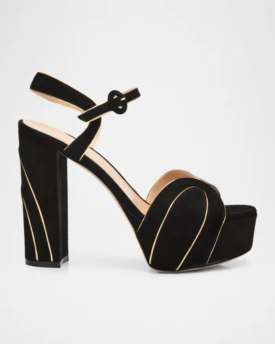 Gianvito Rossi Suede Ankle-strap Platform Sandals In Black