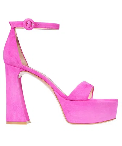 Gianvito Rossi Suede Ankle Strap Sandals In Pink