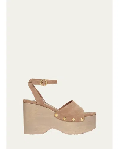 Gianvito Rossi Suede Ankle-strap Platform Sandals In Brown