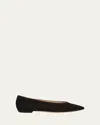 Gianvito Rossi Suede Pointed-toe Ballerina Flats In Black