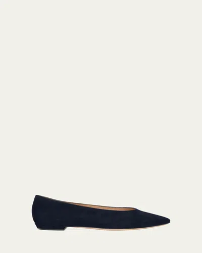Gianvito Rossi Suede Ballerina Flats In Blue