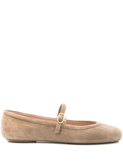Gianvito Rossi Suede Ballet Flats In ブラウン
