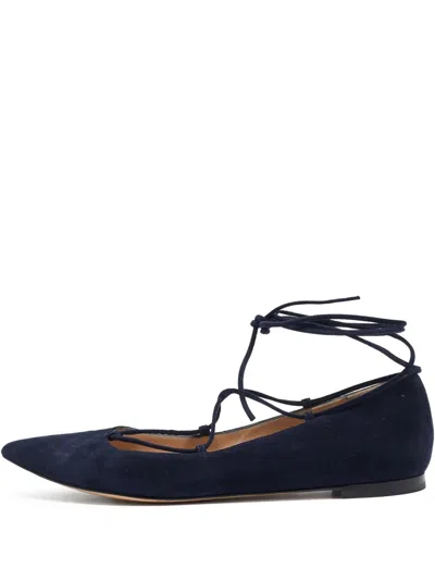 Pre-owned Gianvito Rossi Suede Ballet Flats In Black