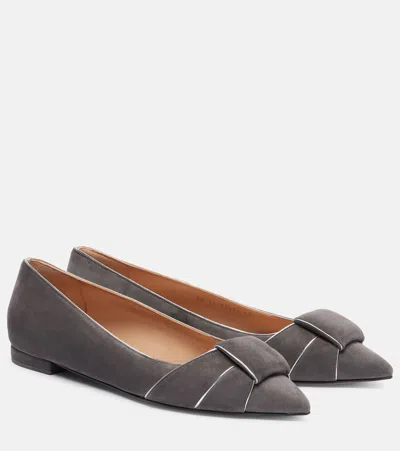 Gianvito Rossi Suede Ballet Flats In Black