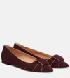 Gianvito Rossi Suede Ballet Flats In Burgundy