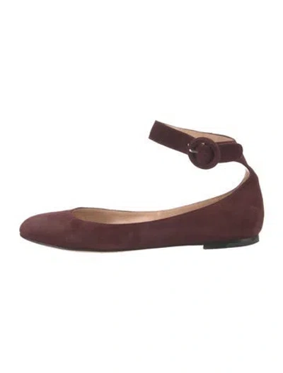 Pre-owned Gianvito Rossi Suede Ballet Flats In Burgundy