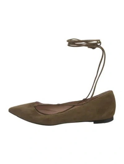 Pre-owned Gianvito Rossi Suede Ballet Flats In Green