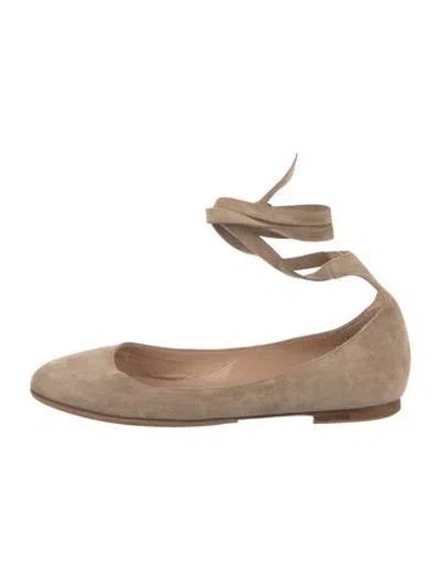 Pre-owned Gianvito Rossi Suede Ballet Flats In Neutral