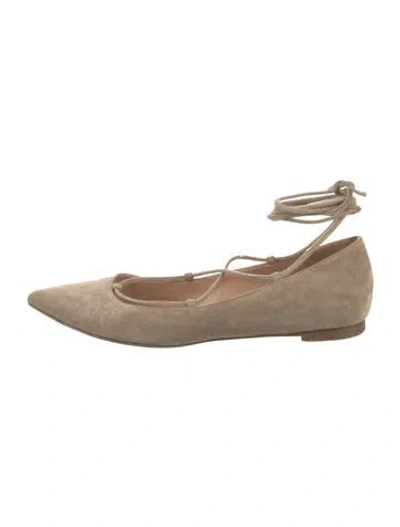 Pre-owned Gianvito Rossi Suede Ballet Flats In Neutral