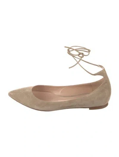 Pre-owned Gianvito Rossi Suede Ballet Flats In Neutral
